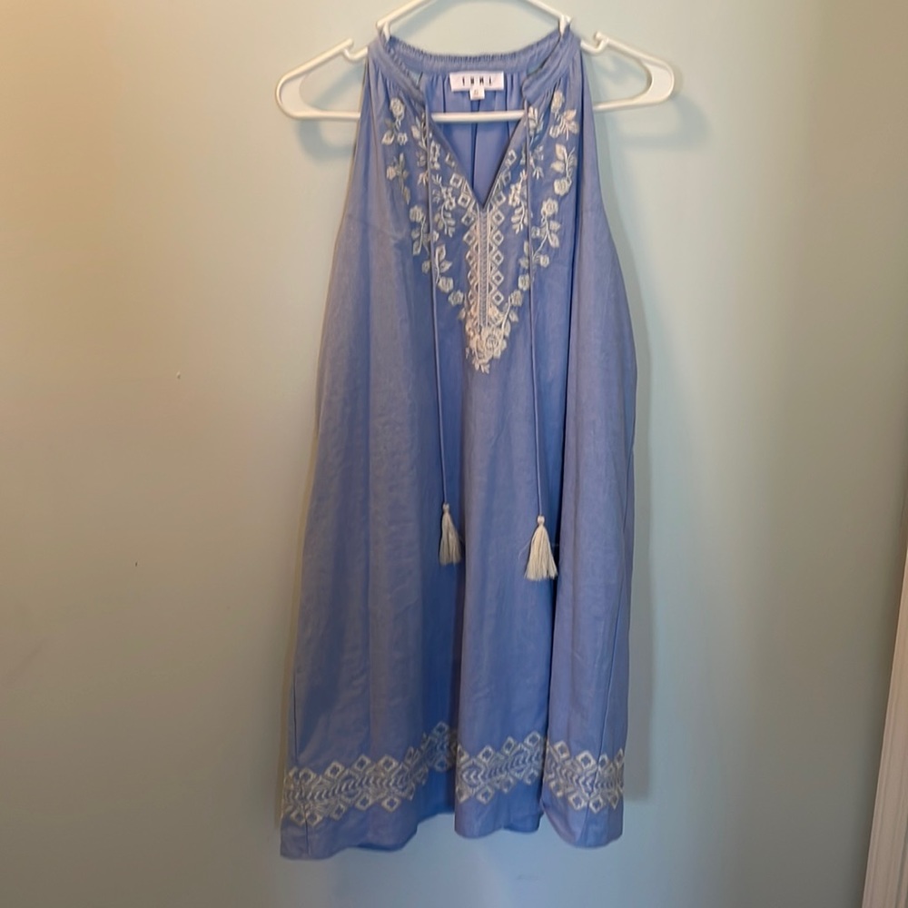 THML blue dress with embroidery detail